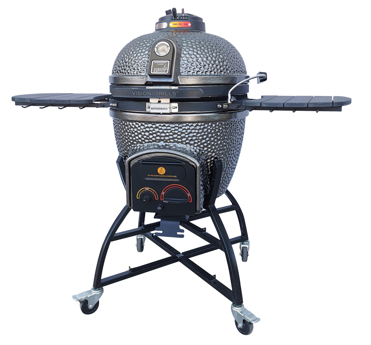 Vision Grills | Elite Series XD402MG Deluxe Ceramic Kamado in Metallic Grey