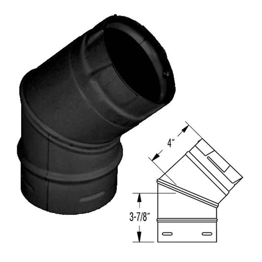 ComfortBilt Duravent 3" PelletVent Pro Black 45 Degree Elbow - 3PVP-E45B