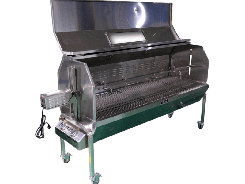 Charotis 52" Dual Fuel Pig Roaster with lid open