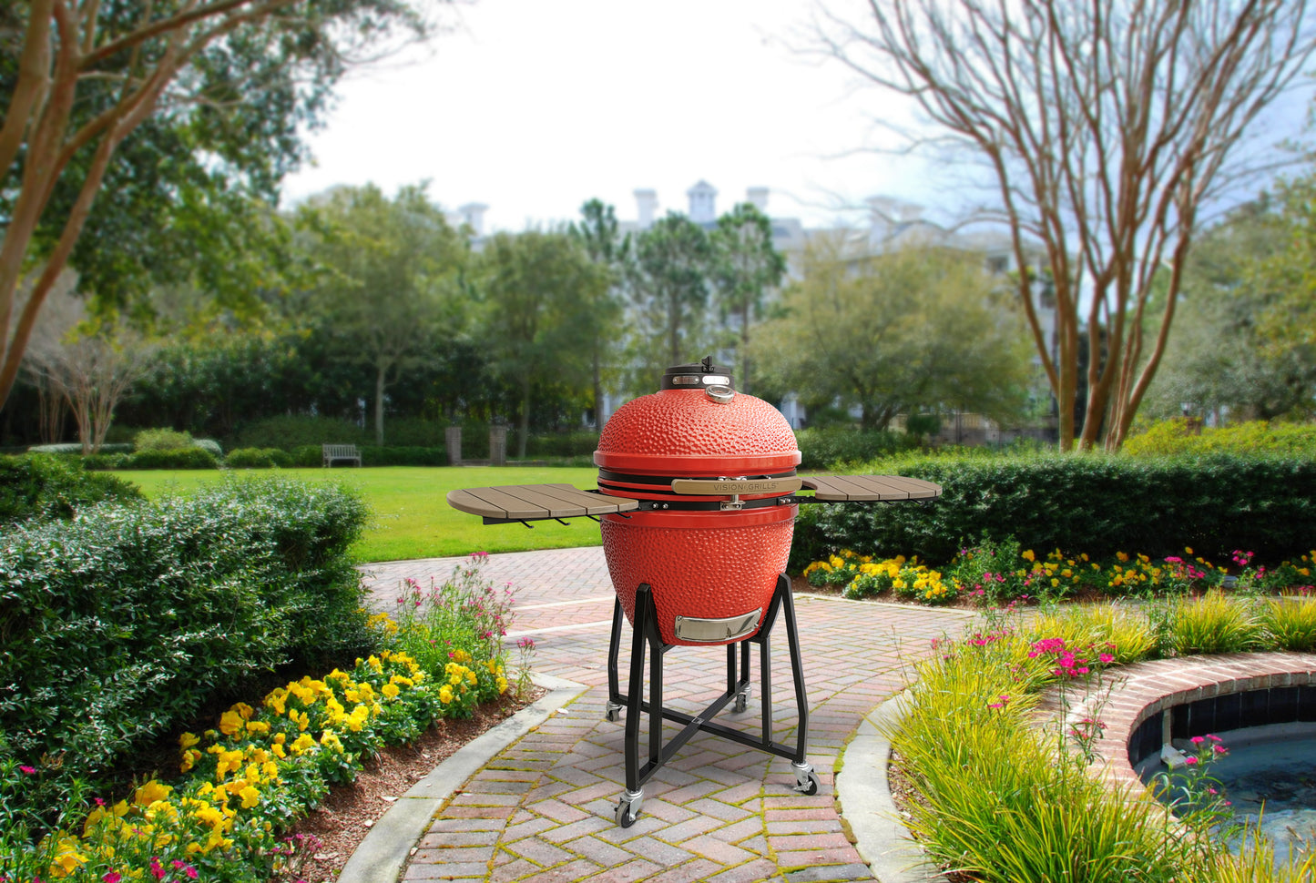 Vision Grills | Heavy Duty 1-Series Ceramic Kamado Grill in Red B-R2C2AX-S