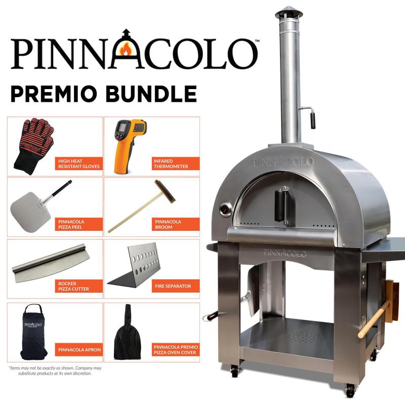 PINNACOLO | PREMIO Wood Fired Outdoor Pizza Oven with Accessories - PPO102 and view of free accessories