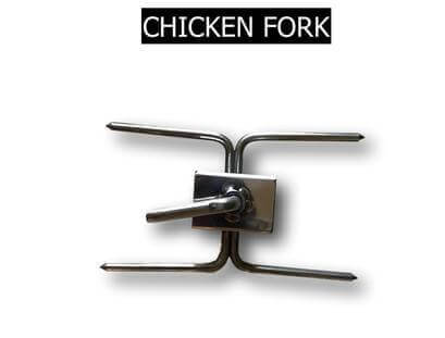 1" Spit Rotisserie/Roaster Chicken Spit Fork Attachment