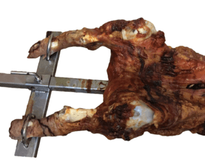 Charotis | Roaster/Rotisserie Leg Brackets Attachment attached to pig legs