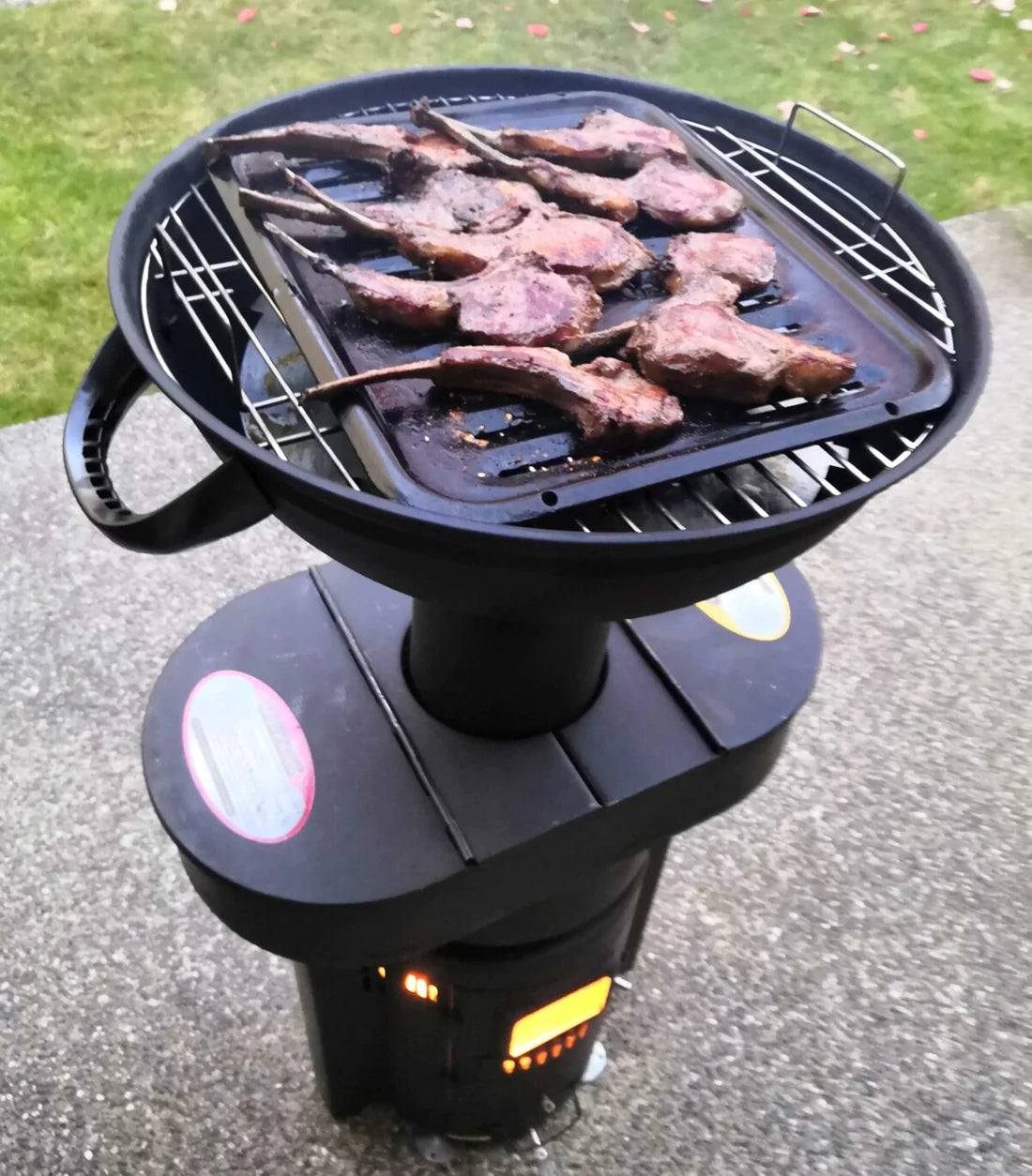 Qstoves Q05X Q-Flame pellet patio heater and QBQ Barbecue Combo